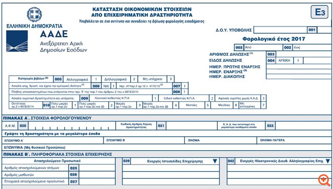 Ιδού το νέο Ε3 - βάση για νέους φορο-ελέγχους