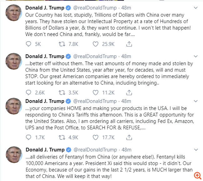 Σφοδρή επίθεση Trump στην Κίνα μέσω Twitter -μήνυμα προς επιχειρήσεις