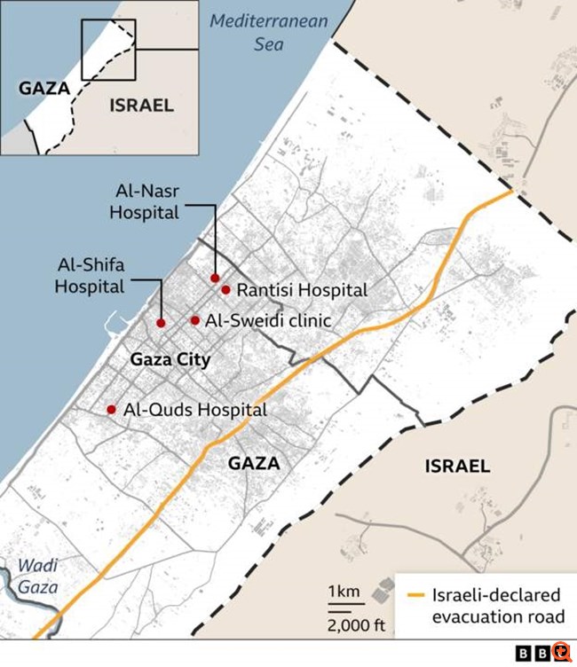 Στις πύλες του νοσοκομείου Αλ-Σίφα οι Ισραηλινοί - Άντρες της Χαμάς με ρουκετοβόλα βάλλουν από το νοσοκομείο αλ-Κουντς