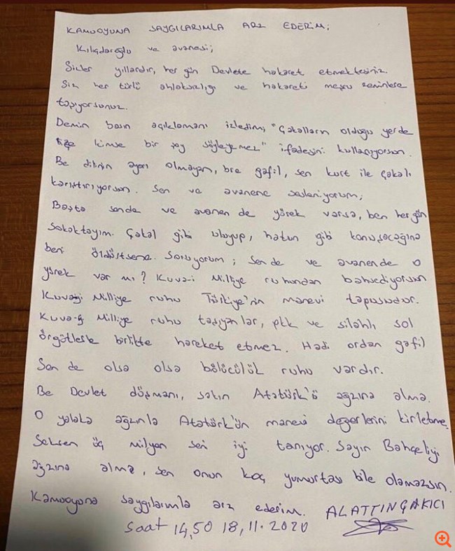 Τούρκος αρχιμαφιόζος απειλεί με σωματική βία τον Κιλιτσντάρογλου - Αποφυλακίστηκε με ειδικό νόμο του Ερντογάν