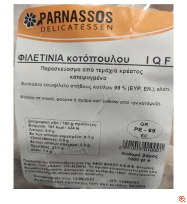 ΕΦΕΤ: Ανάκληση μη ασφαλούς τροφίμου - Σαλμονέλα σε φιλετίνια κοτόπουλου