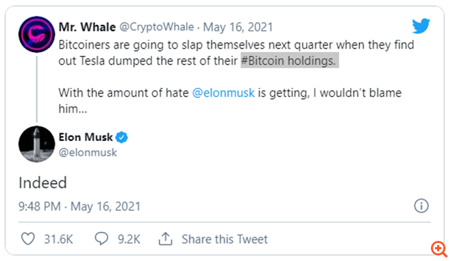 Ανακάμπτει από το χαμηλό 3 μηνών το bitcoin μετά τις διευκρινίσεις του Μασκ