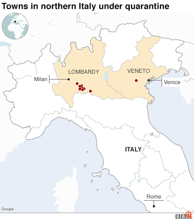 Κοροναϊός: Έξι νεκροί στην Ιταλία, πάνω από 220 κρούσματα