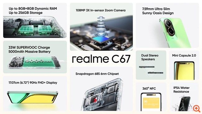 Realme c67 mid-range τιμή, υψηλές αποδόσεις!