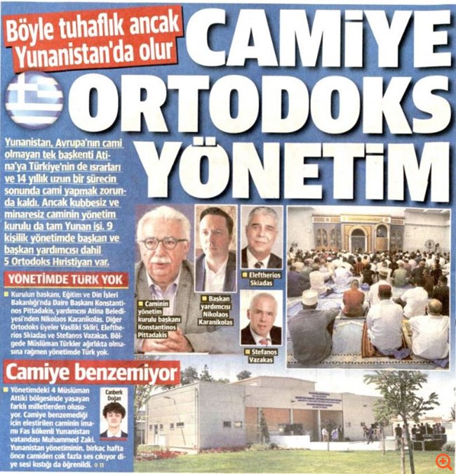 Η Yeni Safak έκανε τον Κ. Γαβρόγλου... Κ. Πιτταδάκη και εγκαλεί την Ελλάδα για το τέμενος της Αθήνας