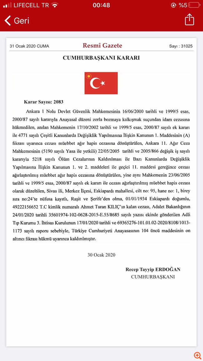 Ο Ερντογάν απένειμε χάρη σε δράστη της "Σφαγής της Σεβάστειας" του 1993