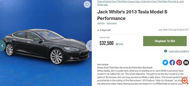 Τζακ Γουάιτ: Βγάζει σε δημοπρασία το Tesla αυτοκίνητό του με τιμή $32,500