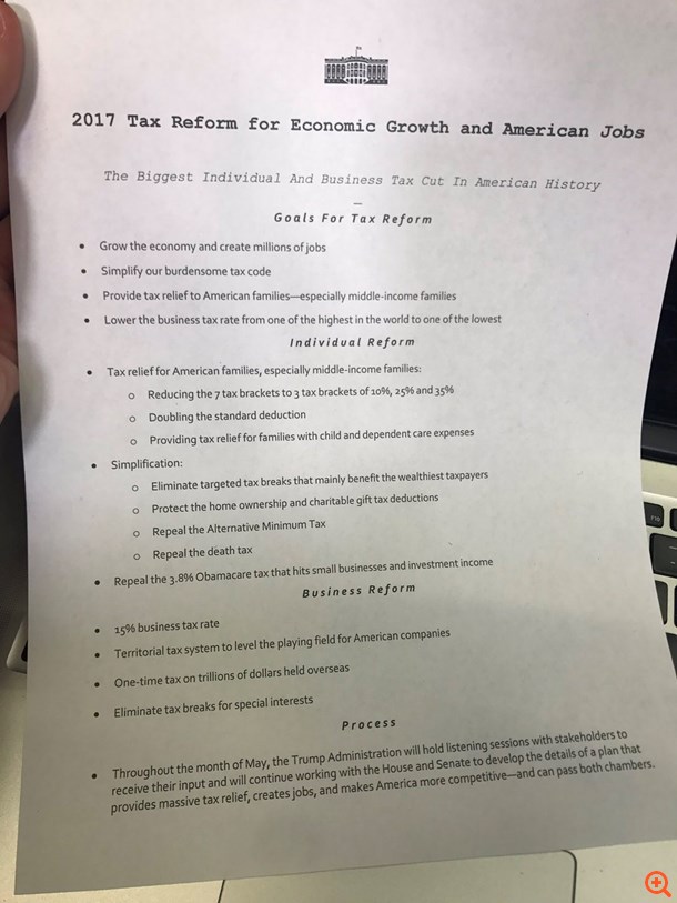 Ιδού το σχέδιο Τραμπ για την φορολογική μεταρρύθμιση