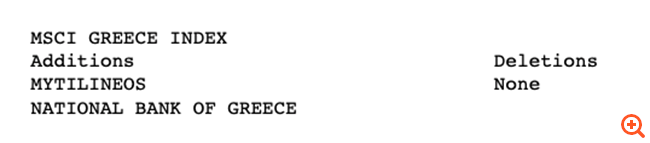 Στον MSCI Greece Εθνική και Μυτιληναίος