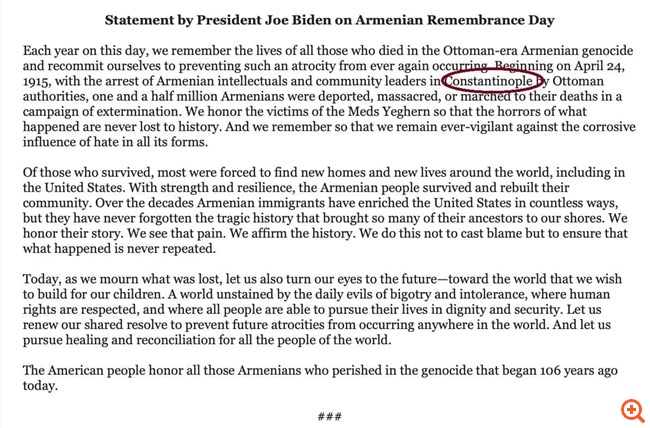 Η απρόσμενη αναφορά του Μπάιντεν στην "Constantinople"