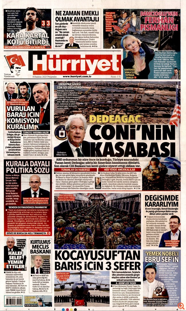 Hürriyet: "Η κωμόπολη του Τζόνι" - Μυστική επίσκεψη του διευθυντή της CIA στην  την Αλεξανδρούπολη