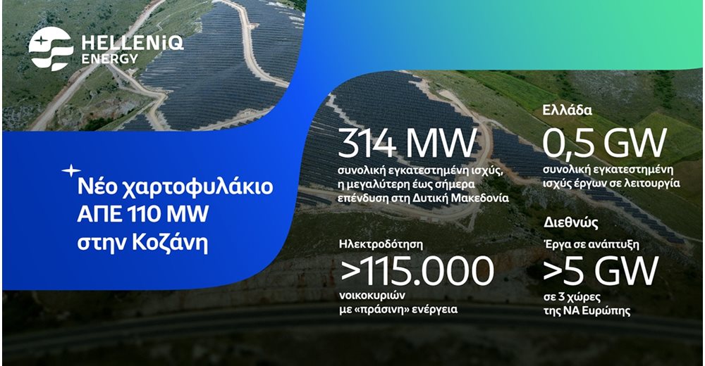 HELLENiQ ENERGY: Η εξαγορά νέου Φωτοβολταϊκου Πάρκου στην Κοζάνη και η στατηγική ανάπτυξης στις ΑΠΕ