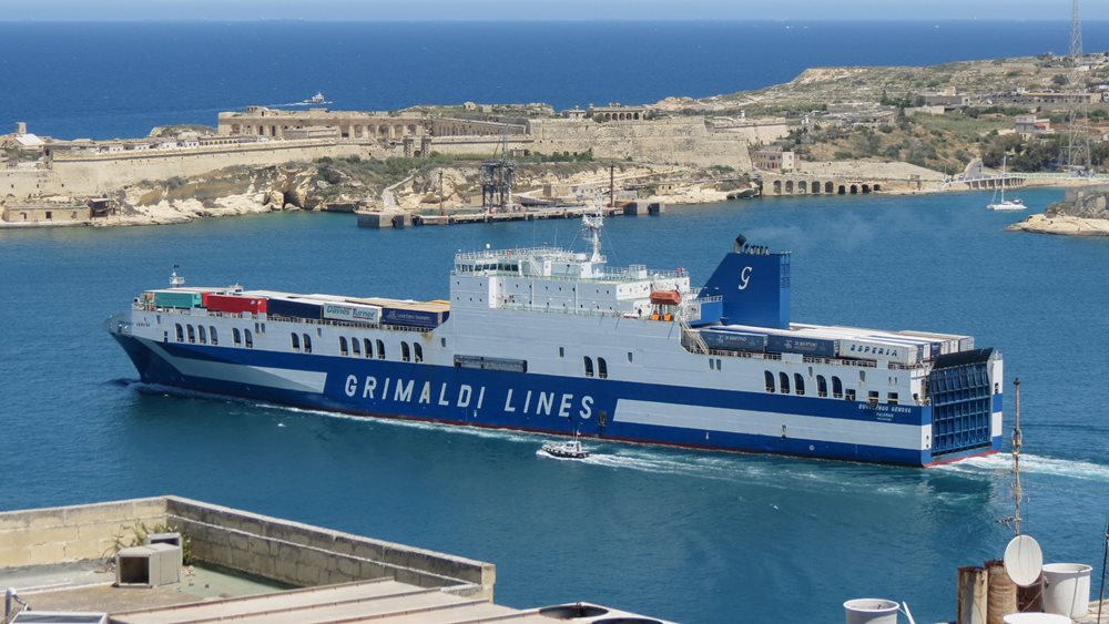 New car ferry on the Patras-Venice-Bari route, from Grimaldi