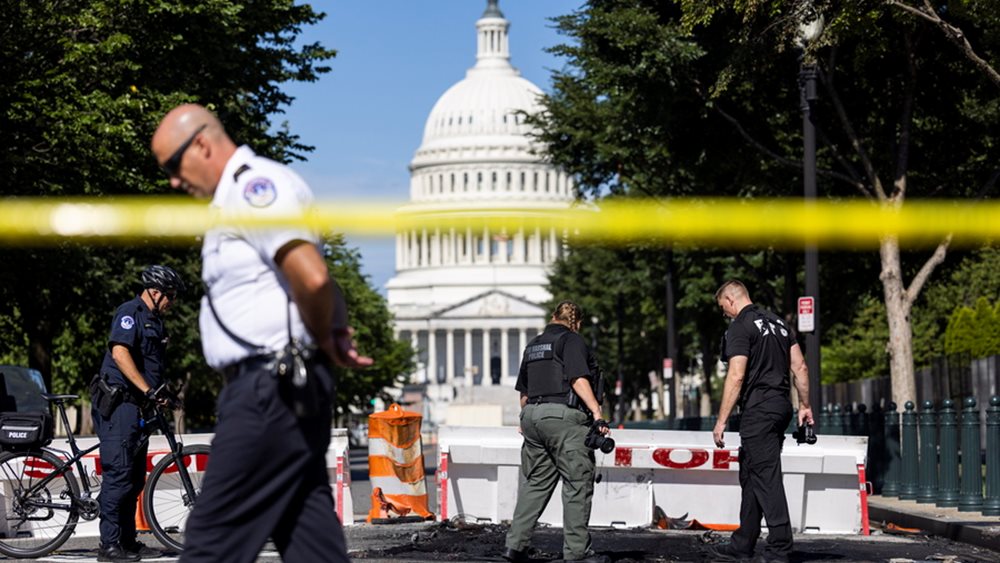 US: Man dies after crashing car into Capitol barricade while firing shots into air