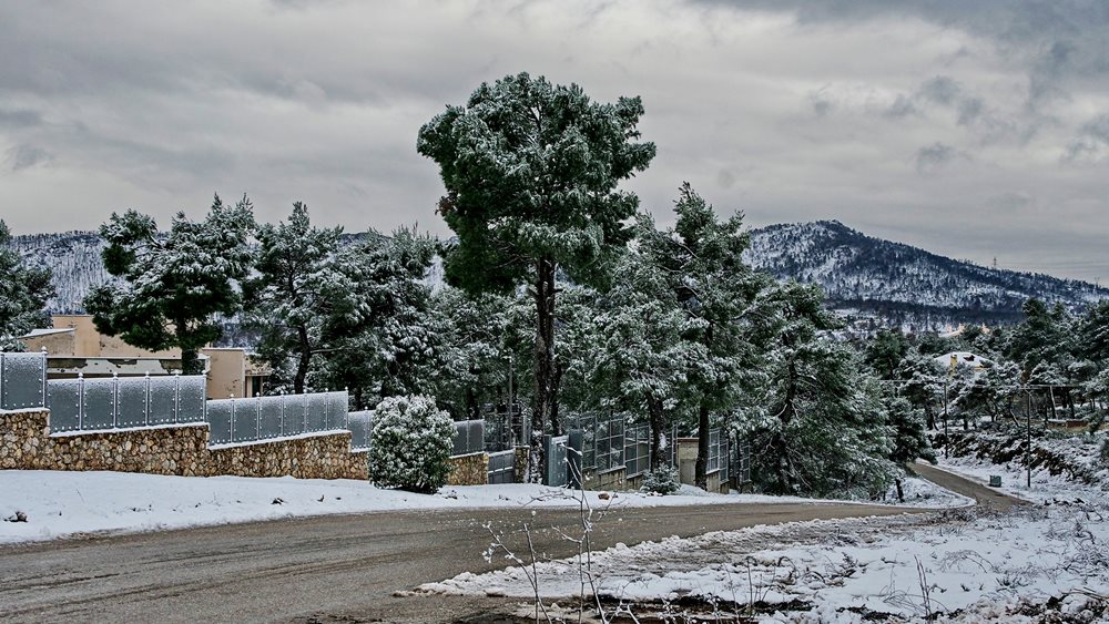 Διακοπή κυκλοφορίας στη λεωφόρο Πάρνηθος λόγω χιονόπτωσης