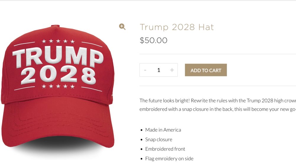 ΗΠΑ: Καπελάκια "Trump 2028" πωλούνται στο ηλεκτρονικό κατάστημα του Ντόναλντ Τραμπ