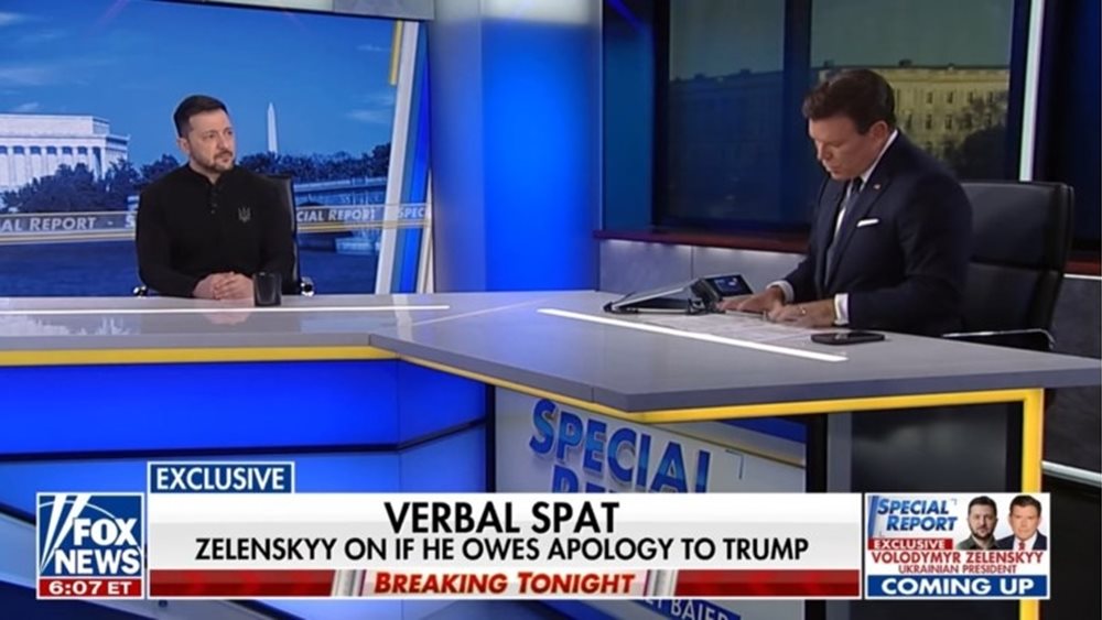 Ζελένσκι στο Fox News: Δεν οφείλω να ζητήσω συγγνώμη από τον Τραμπ
