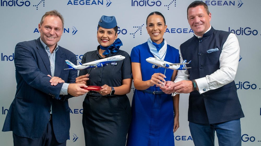 Η IndiGo και η AEGEAN υπογράφουν Μνημόνιο Συνεργασίας για πτήσεις κοινού κωδικού