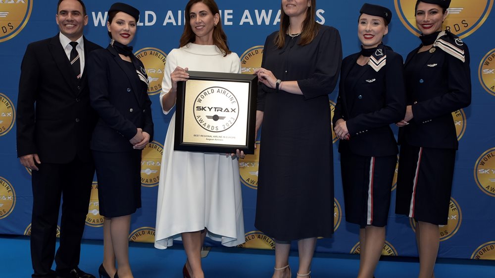 H AEGEAN κατέκτησε και φέτος τον τίτλο της &quot;Καλύτερης Περιφερειακής Αεροπορικής Εταιρείας στην Ευρώπη&quot; στα Skytrax World Airline Awards 2023