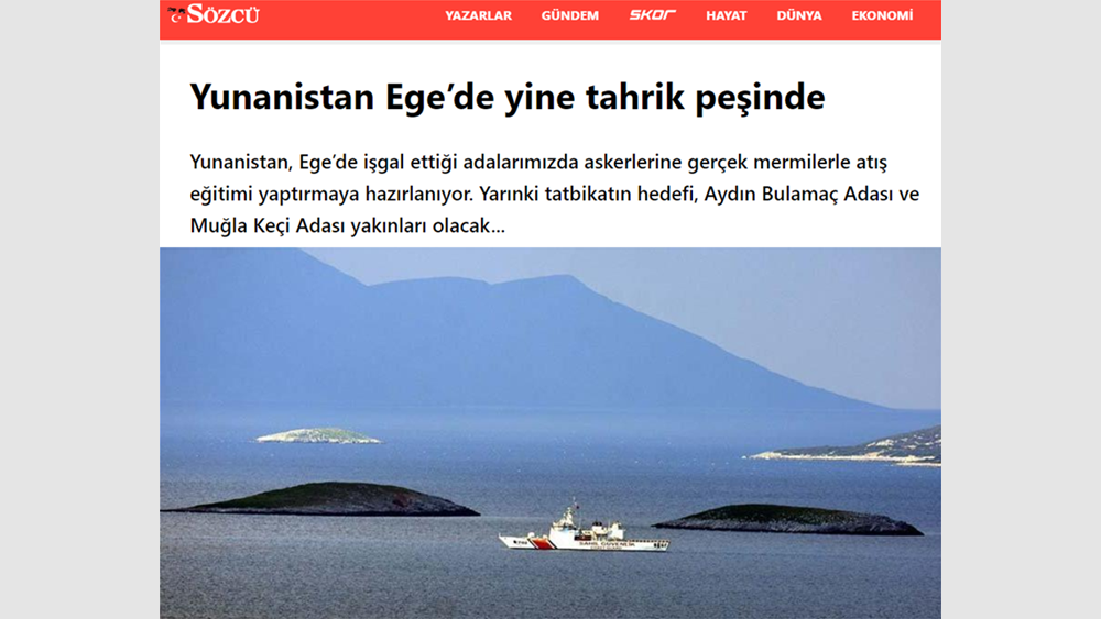 Τούρκος αθρογράφος αποκαλεί Ψέριμο και Αγαθονήσι &quot;δικά μας&quot; νησιά σε ρεσιτάλ τουρκικής προπαγάνδας