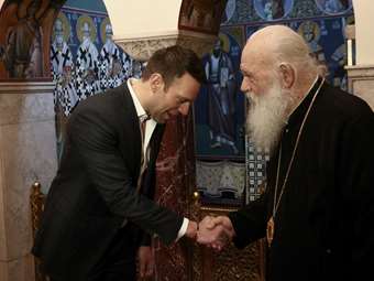 Εθιμοτυπική συνάντηση του Αρχιεπισκόπου Ιερωνύμου με τον πρόεδρο του ΣΥΡΙΖΑ, Στέφανο Κασελάκη