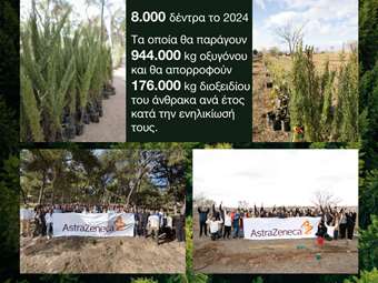 Η AstraZeneca Ελλάδας "Προστατεύει το περιβάλλον… με πράξεις" και προσθέτει οξυγόνο με τη φύτευση 8.000 δέντρων