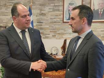 Συνάντηση Αλ. Χαρίτση και Σίας Αναγνωστοπούλου με τον Παλαιστίνιο πρέσβη Γιούσεφ Ντόρκχομ