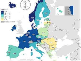 Eurostat: Αυξήθηκε το 2024 το ωριαίο κόστος εργασίας στην Ευρώπη