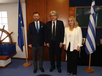 Επίσκεψη  Τ. Μπρετόν, στα Ναυπηγεία Ελευσίνας και στις εγκαταστάσεις του ομίλου Ελληνικά Καλώδια στην Κόρινθο