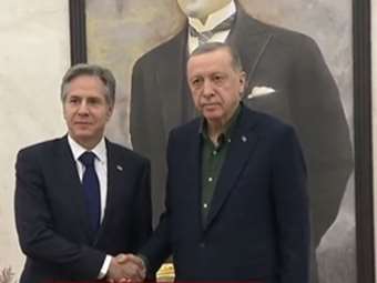 Συνάντηση Μπλίνκεν - Ερντογάν στο αεροδρόμιο της Άγκυρας