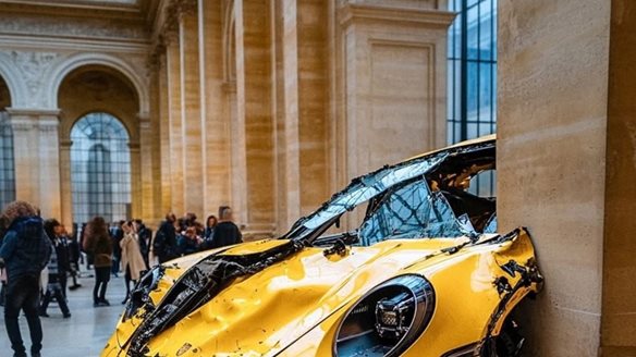 Kαμπάνια με τρακαρισμένες Porsche στο Λούβρο έγινε viral
